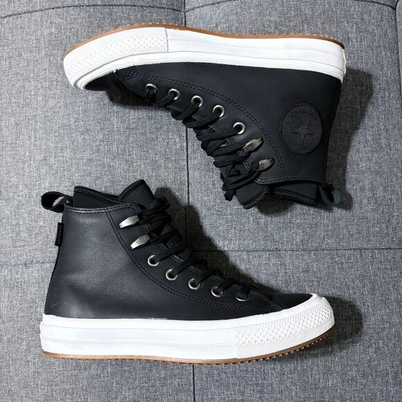 Converse Hi Top Shoes Women 7.5 Black White Chuck Taylor All Star Waterproof - Picture 8 of 11